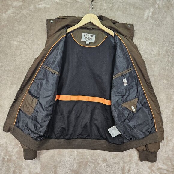 Levi's Military Field Jacket Coat Mens Sz L Green Khaki Cargo Pocket Long Sleeve - Picture 6 of 10